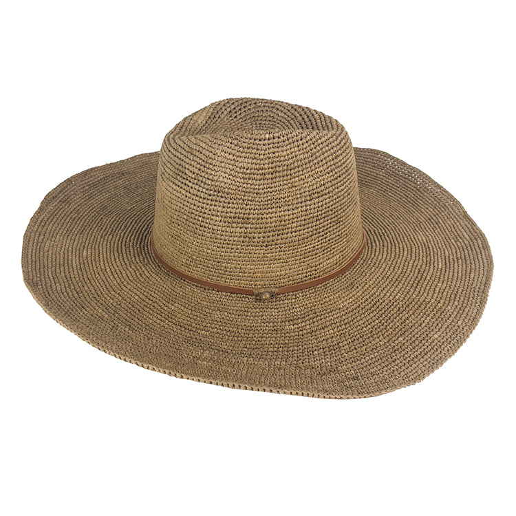 Made In Mada - Aziz Hat Tan Leather & Braided. Tea.