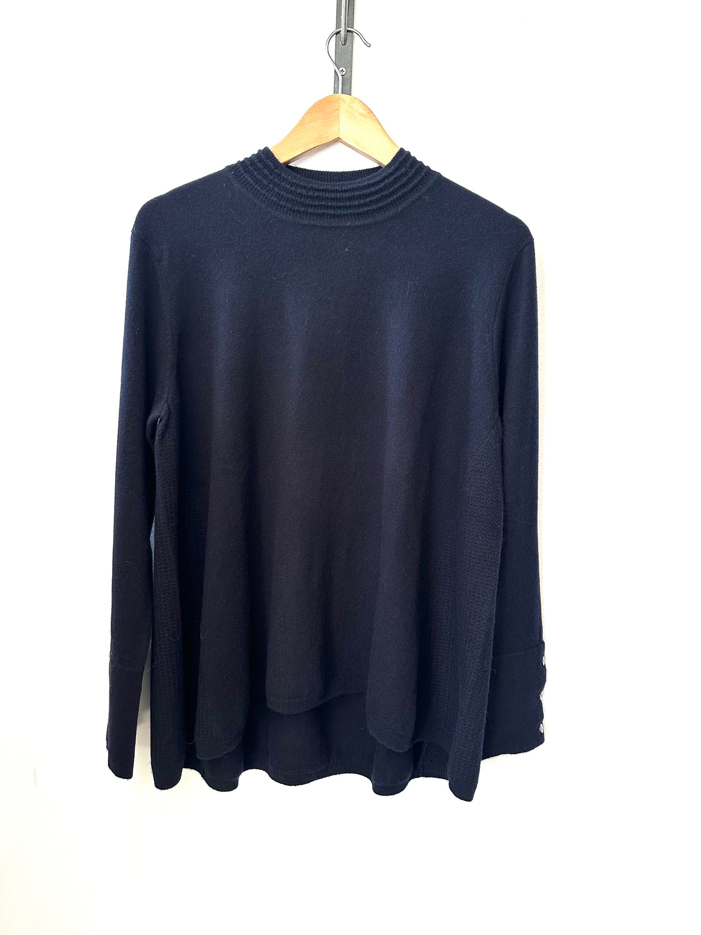 Cashmerism - Frill Mock Neck Cashmere Rollover. Navy