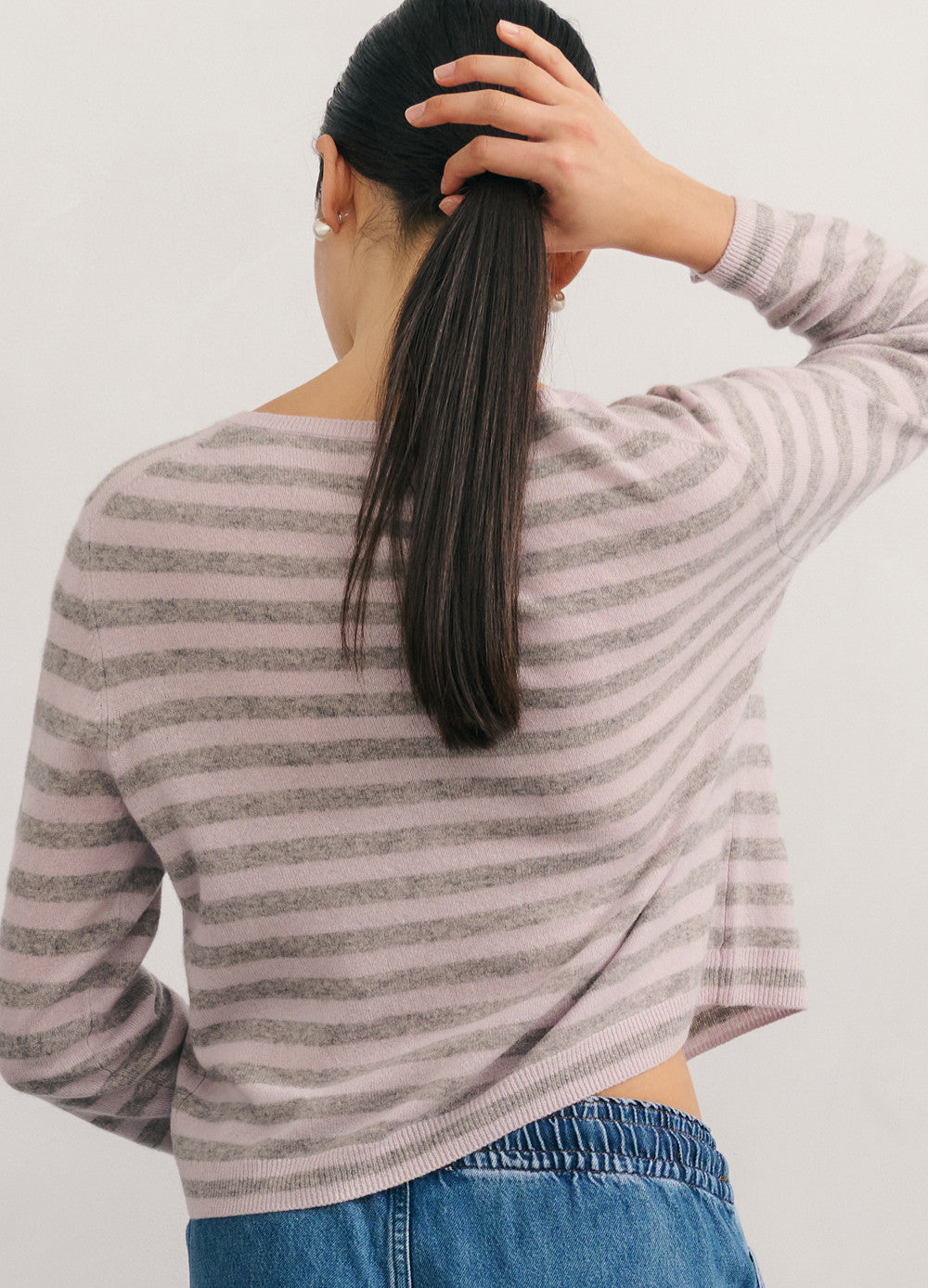 Cashmerism - LIKE A BREEZE STRIPED CARDIGAN - SOFT WISTERIA.