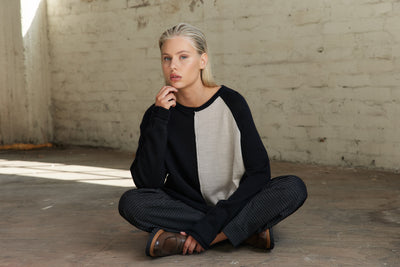 Vale and Ward - Mackenzie Knit. Black/Ivory.