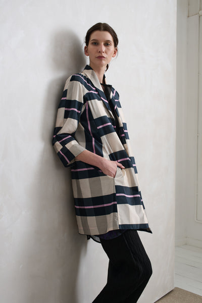 Vale and Ward - Logan coat. Pink stripe.