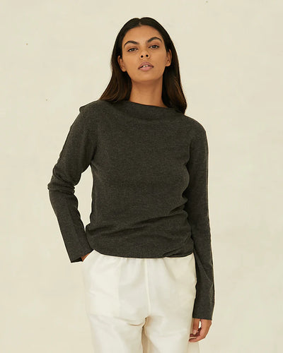 Cloth &  Co - Funnel Neck Top. Graphite