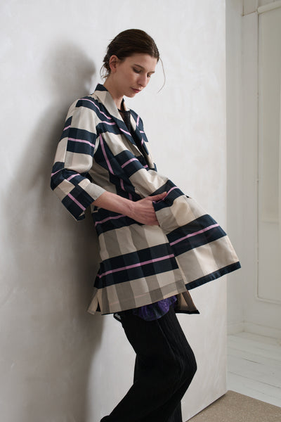 Vale and Ward - Logan coat. Pink stripe.