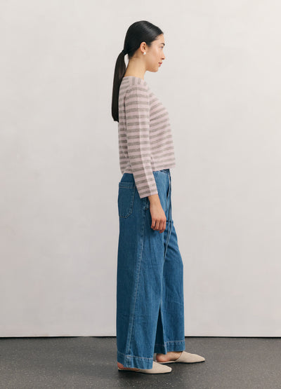 Cashmerism - LIKE A BREEZE STRIPED CARDIGAN - SOFT WISTERIA.
