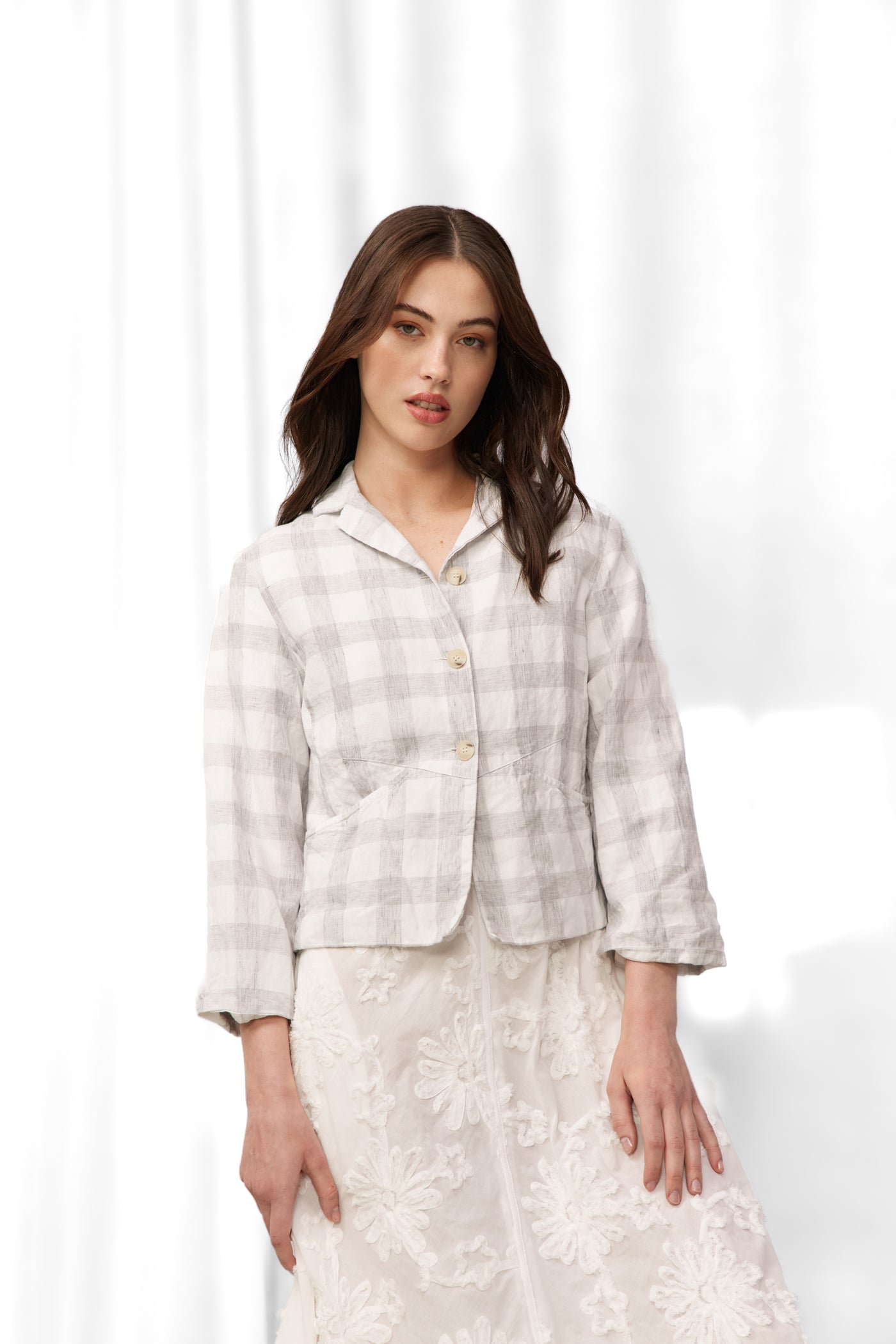 Vale and Ward - Eadie Jacket. Ash Check.