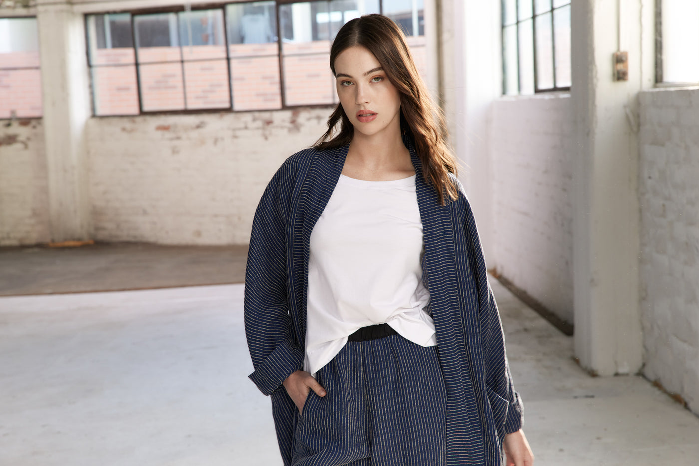 Vale and Ward - Joni Jacket. Navy Stripe
