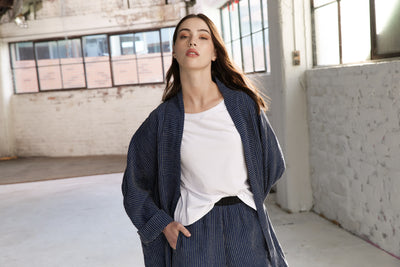 Vale and Ward - Joni Jacket. Navy Stripe