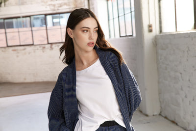 Vale and Ward - Joni Jacket. Navy Stripe