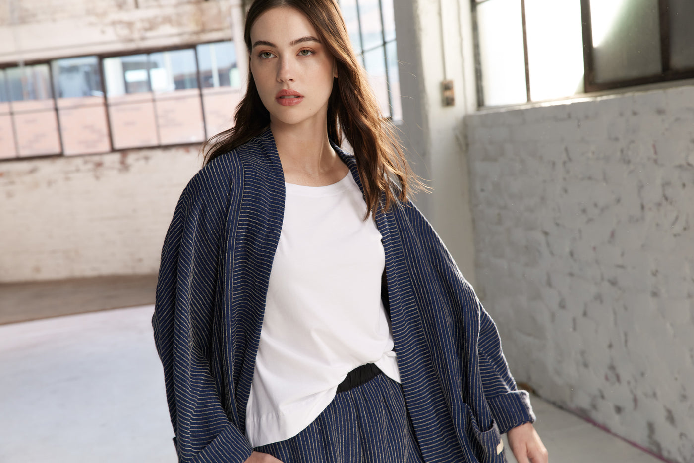 Vale and Ward - Joni Jacket. Navy Stripe