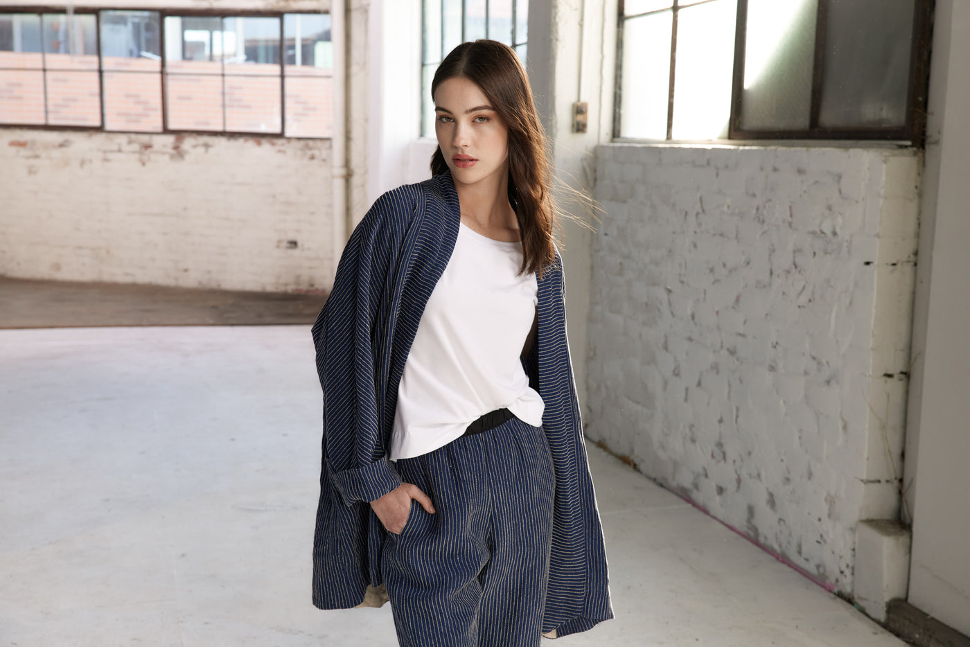Vale and Ward - Joni Jacket. Navy Stripe