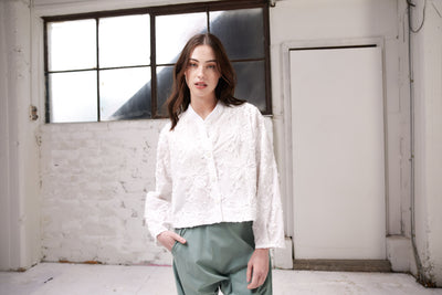 Vale and Ward - Clementine Top. White Floral.