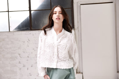 Vale and Ward - Clementine Top. White Floral.