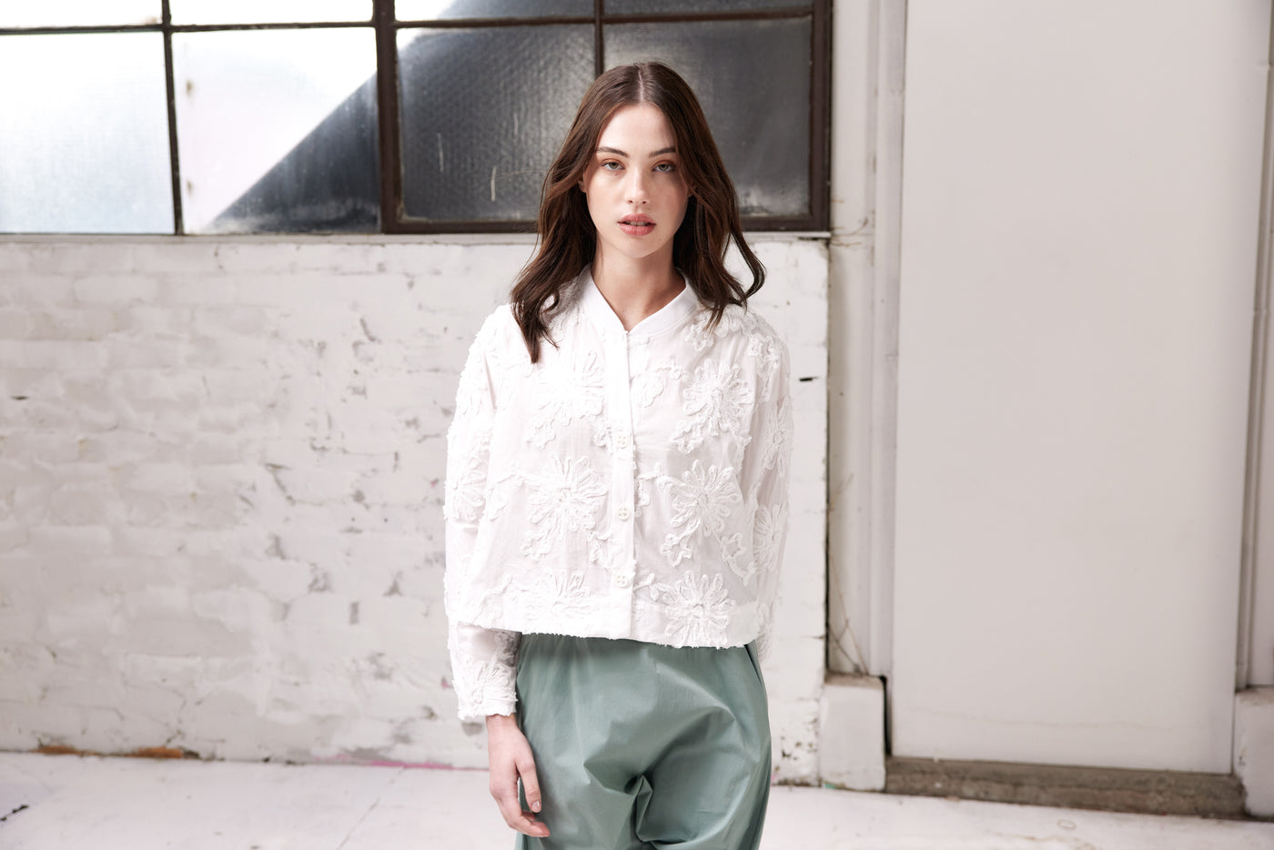 Vale and Ward - Clementine Top. White Floral.