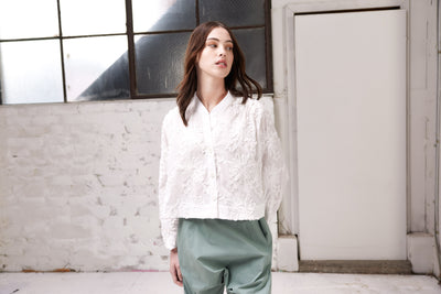 Vale and Ward - Clementine Top. White Floral.