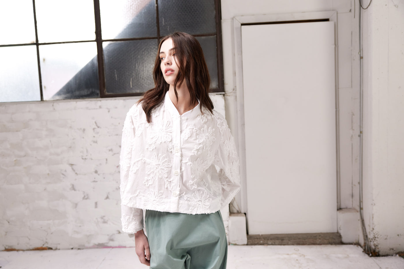 Vale and Ward - Clementine Top. White Floral.