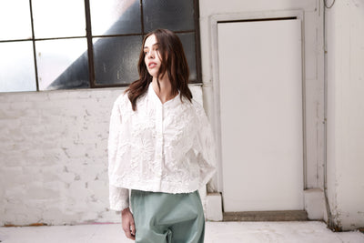 Vale and Ward - Clementine Top. White Floral.