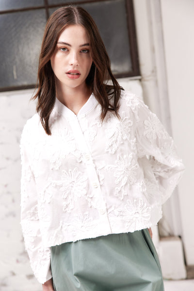 Vale and Ward - Clementine Top. White Floral.