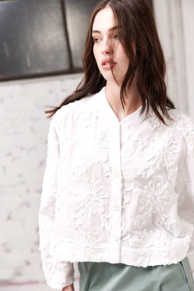 Vale and Ward - Clementine Top. White Floral.
