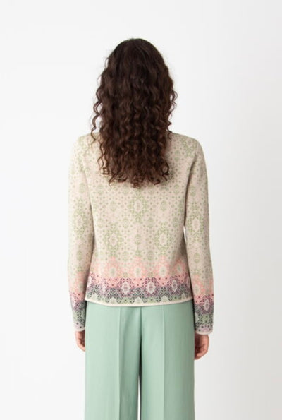 Ivko -Zip Cardigan. Ornament. Off white.