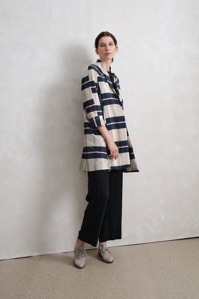 Vale and Ward - Logan coat. Pink stripe.