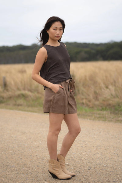 Lilly Pilly Lulu Silk Tank - Chocolate