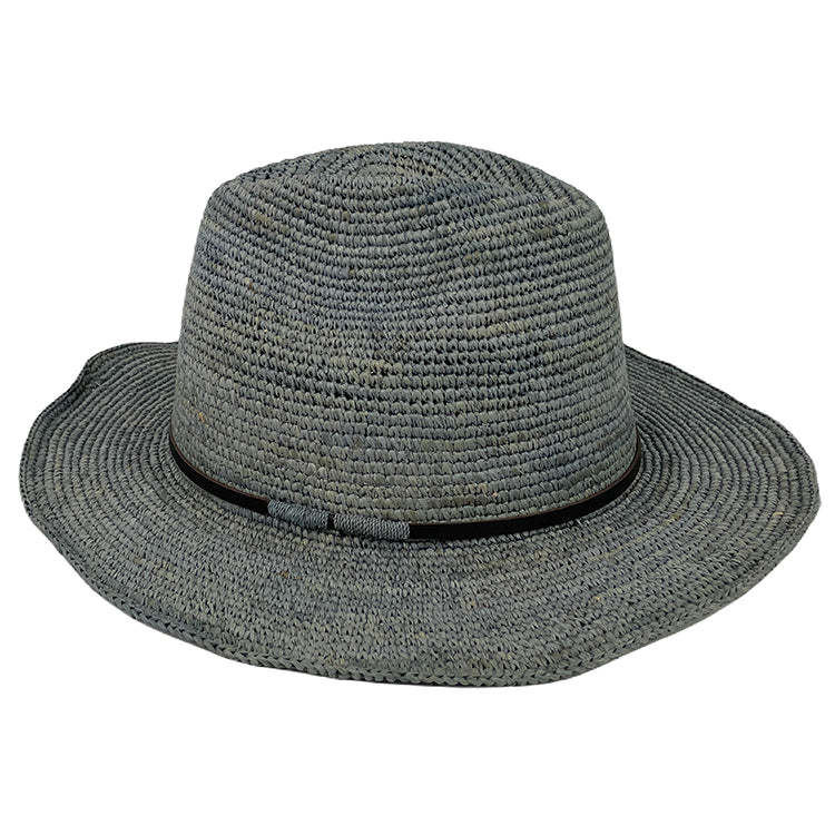 Made In Mada - Elya Hat. Light Grey/ Black Leather Braided.