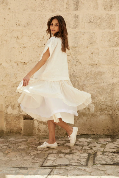 MEGBYDESIGN - Amélie Short Tutu Slip Dress. Cream COTTON.