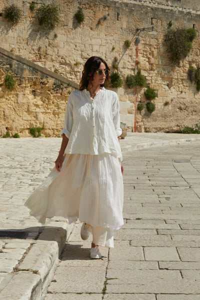 MegByDesign - Amélie Tutu Slip Cotton Gauze Warm White Long