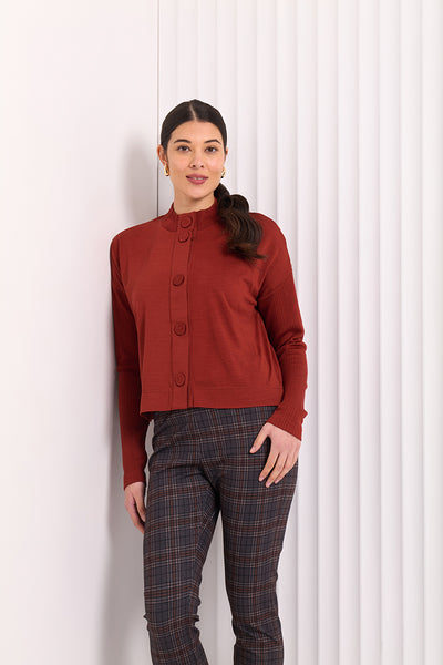 Foil - CFO7998 Early Riser Cardigan. Intense Rust