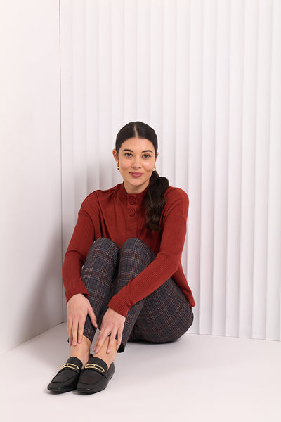 Foil - CFO7998 Early Riser Cardigan. Intense Rust