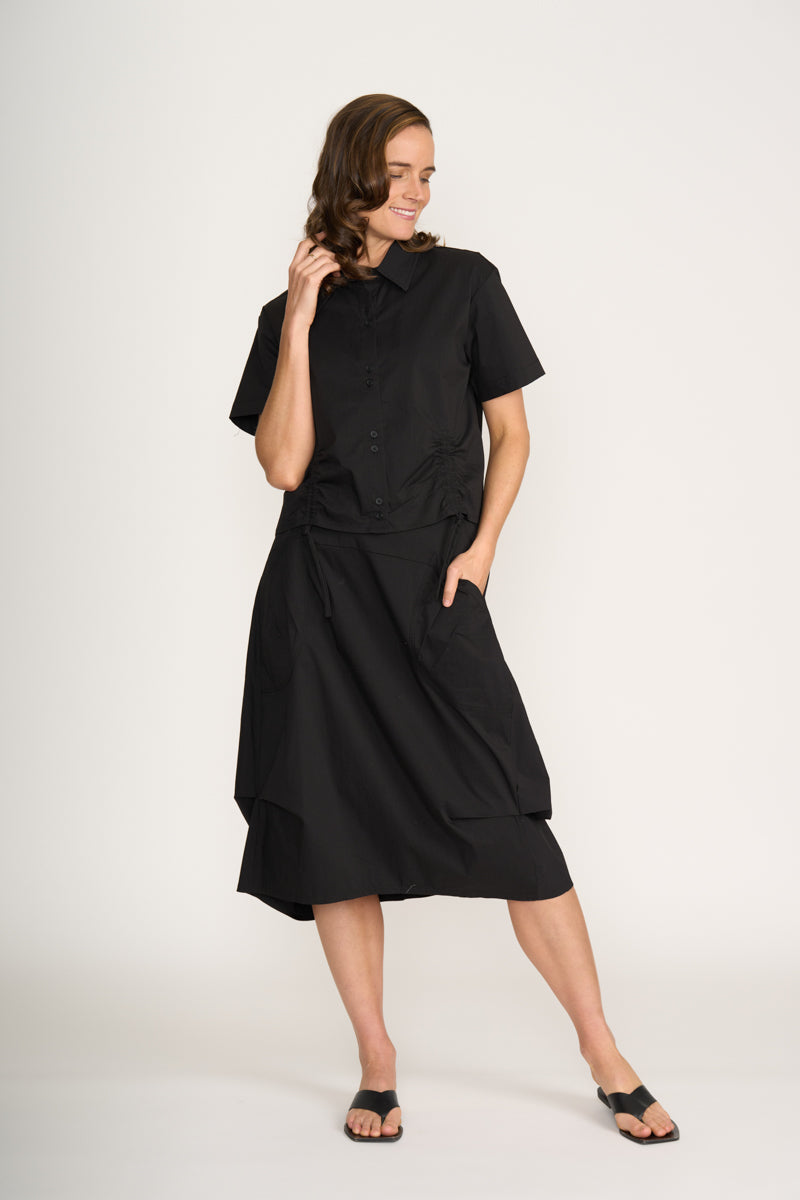 Foil - In Tucks Skirt CFO8358. Black.