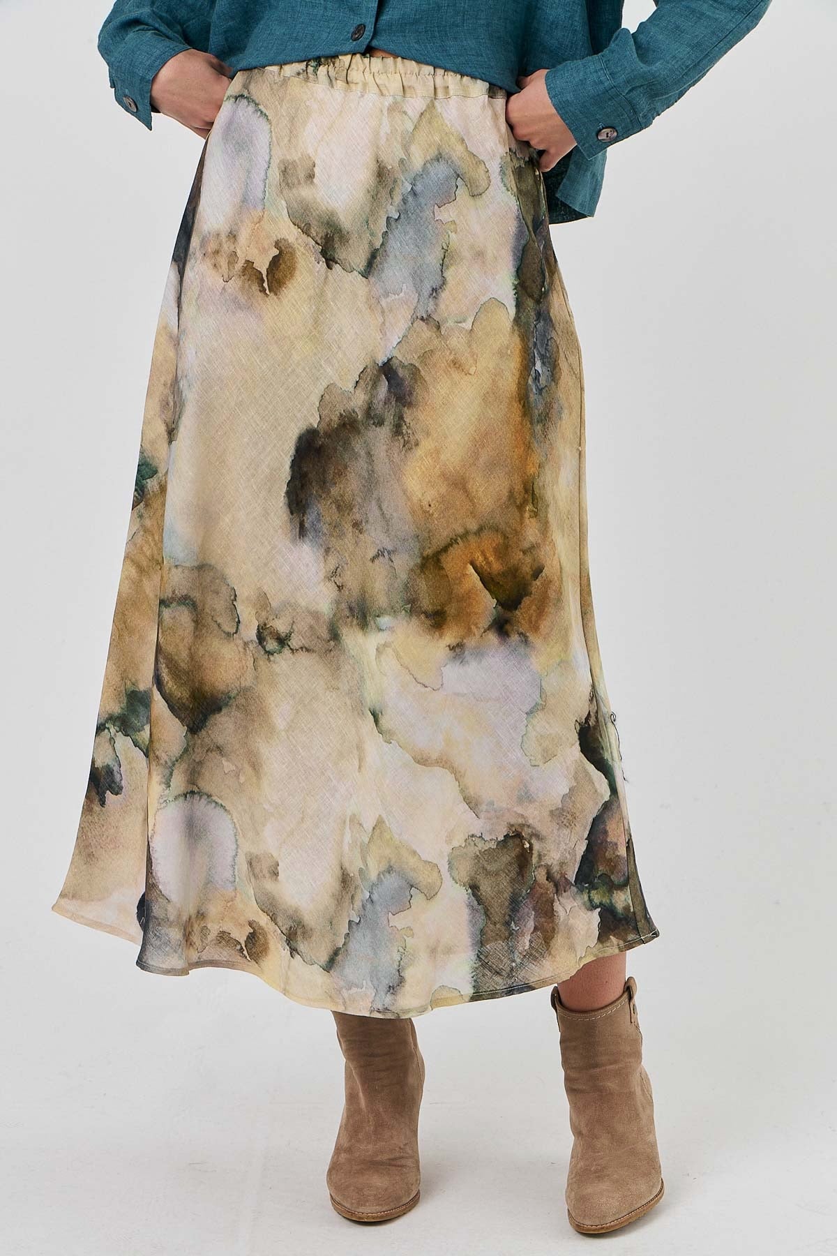 Naturals by O&J- GA299 Maxi Skirt. Marble