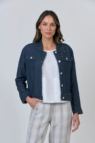 Naturals by O&J - GA30 Linen Jacket. Poseidon.