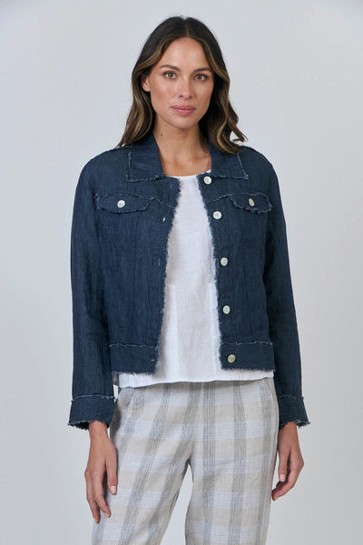 Naturals by O&J - GA30 Linen Jacket. Poseidon.
