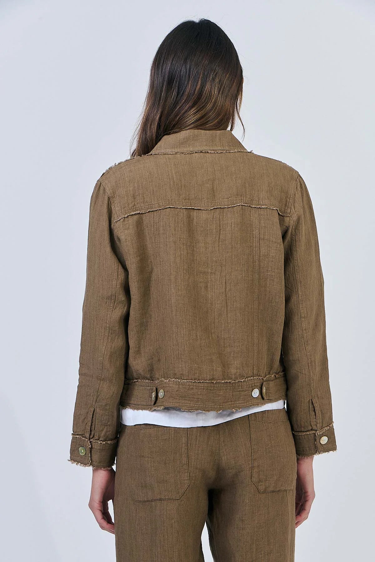 Naturals by O&J - GA30 Linen Jacket. Tobacco.