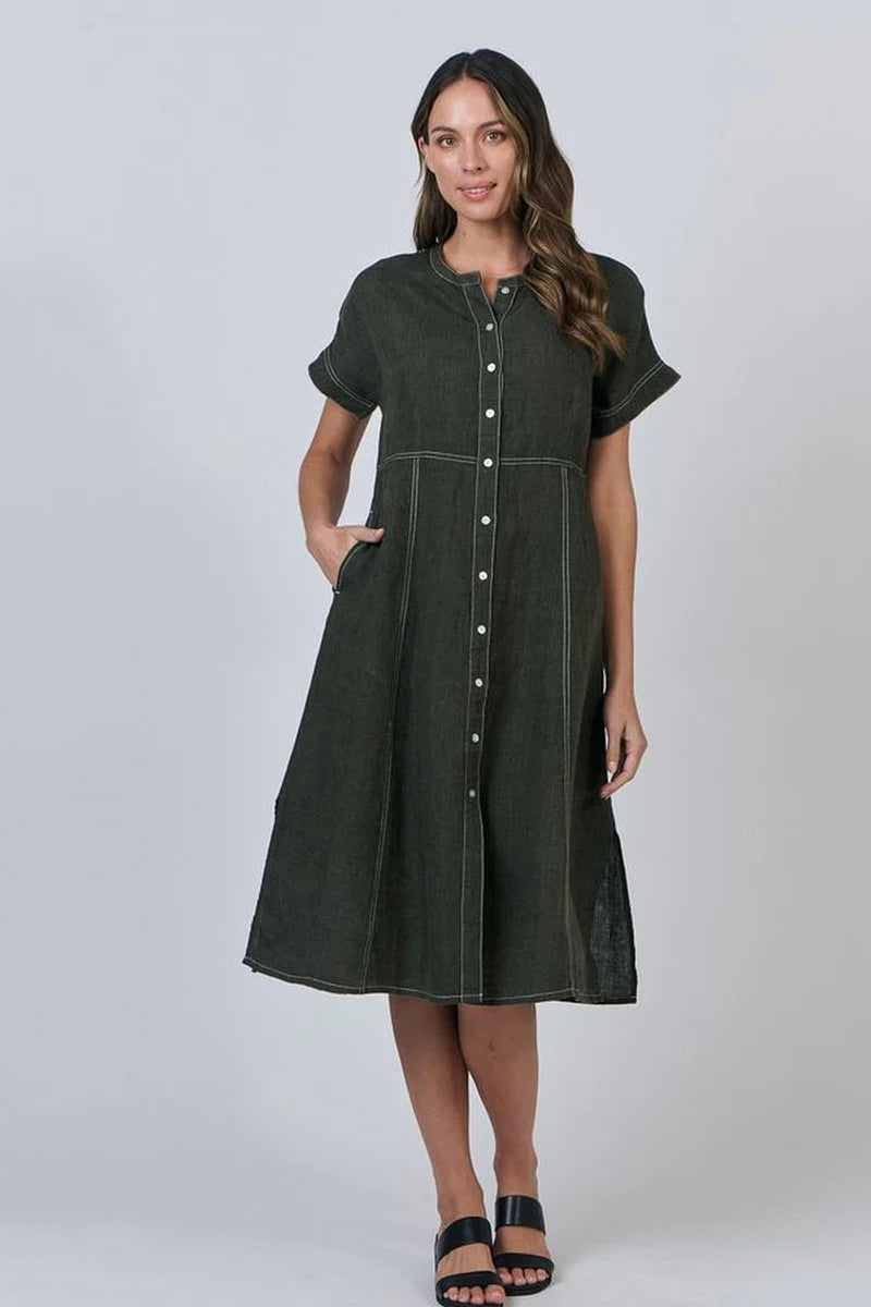 Naturals GA612 A line dress. Licorice.