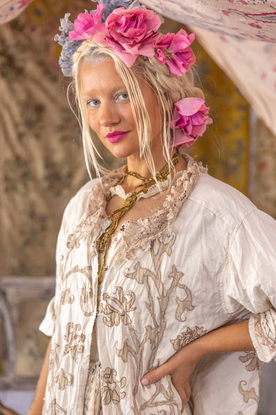 Magnolia Pearl - Leola Embroidered Smock Coat. Moonlight.