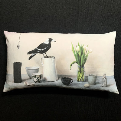 Anita Mertzlin- Linen Tulip Magpie cushion.