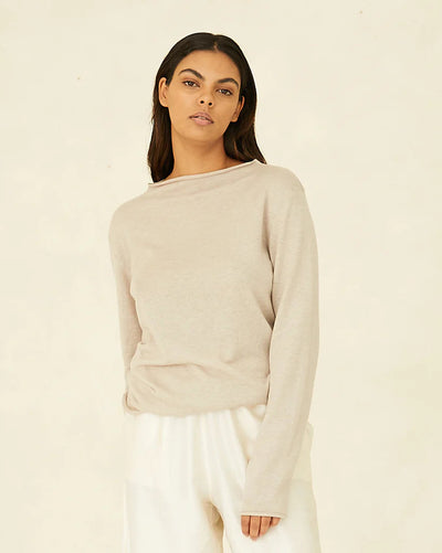 Cloth &  Co - Funnel Neck Top. Graphite