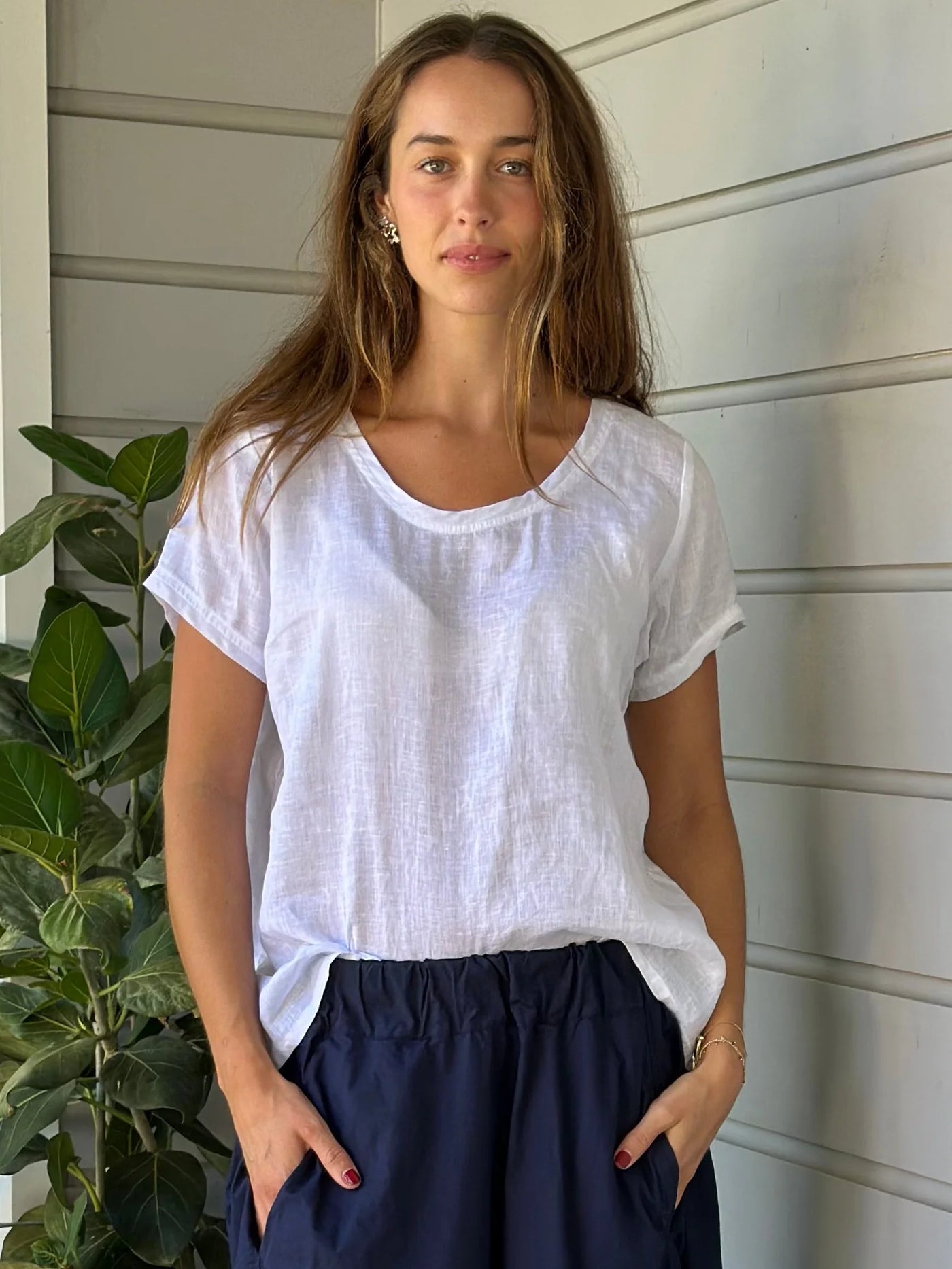 Frockk - Ellie Round Neck Top. White.