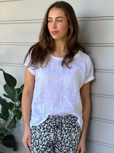 Frockk - Ellie Round Neck Top. White.