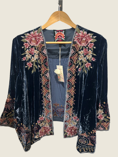 Johnny Was - Joanna Velvet Bolero. Denim Blue