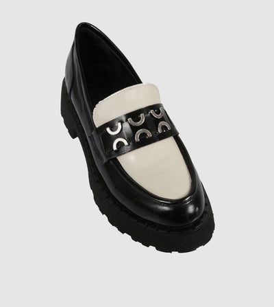 Sempre Di - Delaney Loafer. Black/Beige