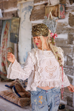 Magnolia Pearl -Hermione Eyelet Blouse. Moonlight