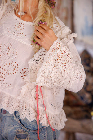 Magnolia Pearl -Hermione Eyelet Blouse. Moonlight