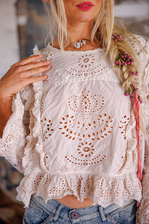 Magnolia Pearl -Hermione Eyelet Blouse. Moonlight