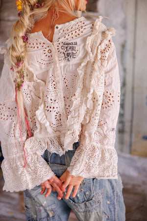 Magnolia Pearl -Hermione Eyelet Blouse. Moonlight