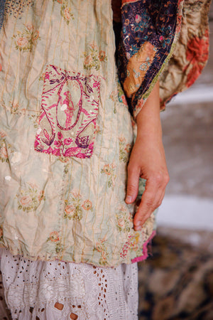 Magnolia Pearl - Piecewise Crop Dashi Kimono. Wonderland