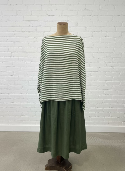 Frockk - Avril Top. Moss Stripe.