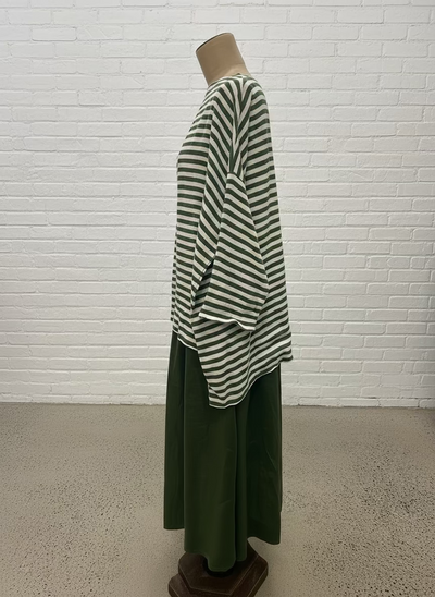 Frockk - Avril Top. Moss Stripe.
